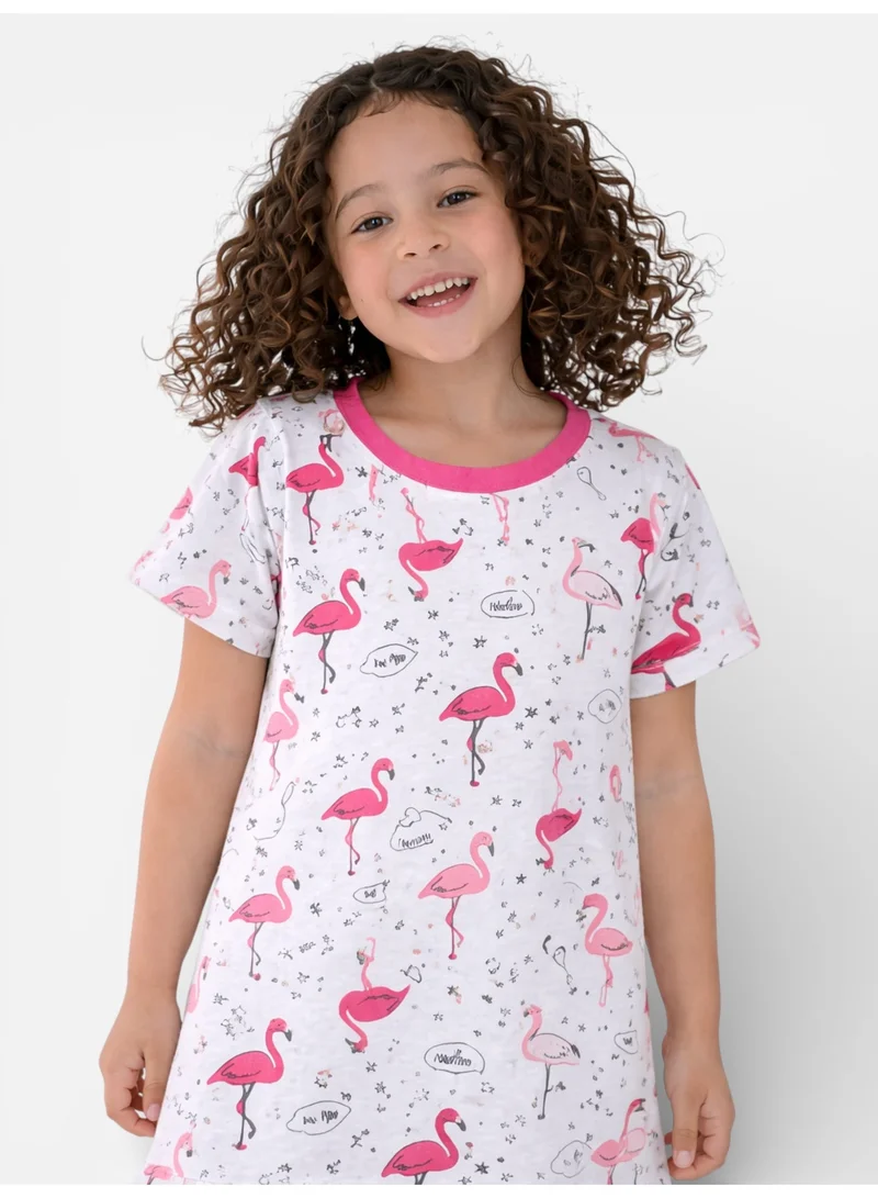 Victor And Jane Age Kids Girls’ Nightdress – Flamingo Print Sleep Tee Dress for Women | Best Price UAE